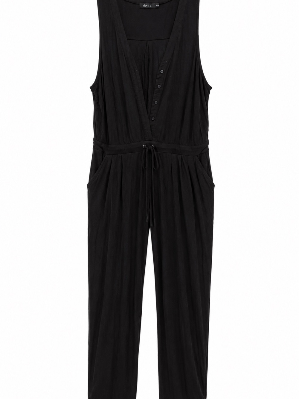 Women’s Black Sleeveless Button-Front jumpsuit - Picture 2 of 3